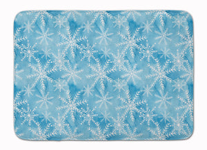 19 in x 27 in Watercolor Snowflake on Blue Machine Washable Memory Foam Mat