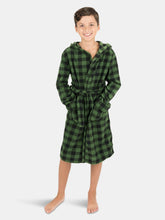 Load image into Gallery viewer, Fleece Plaid Hooded Robes