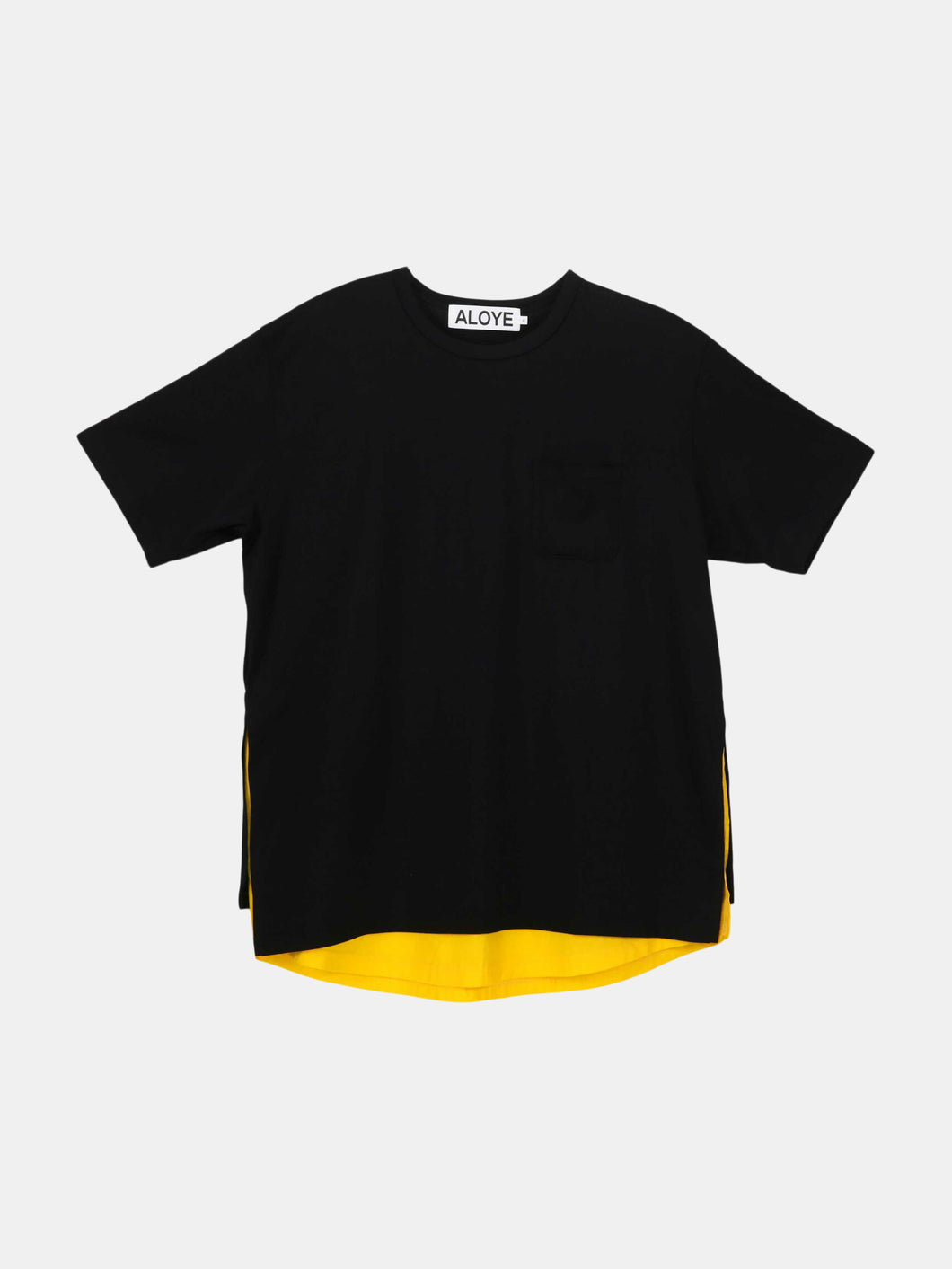 Aloye Men's Black / Yellow Shirt Fabrics Short Sleeve Layered T-Shirt Graphic