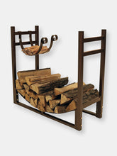 Load image into Gallery viewer, Sunnydaze Log Rack and Kindling Holder 30&quot; Steel with Black Finish Wood Storage