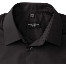 Load image into Gallery viewer, Russell Collection Mens Easy Care Tailored Poplin Shirt (Black)