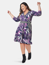 Load image into Gallery viewer, Banded Perfect Wrap Dress in Retro Floral (Curve)