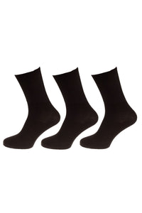 Womens/Ladies Bamboo Diabetic Wellness Socks (3 Pairs) (Black)