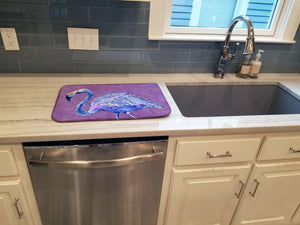 14 in x 21 in Flamingo on Purple Dish Drying Mat
