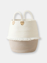 Load image into Gallery viewer, Giverny Pure White and Grey Cotton Rope Laundry Basket