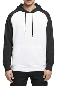 Build Your Brand Mens Basic Raglan Hoodie (White/Black)