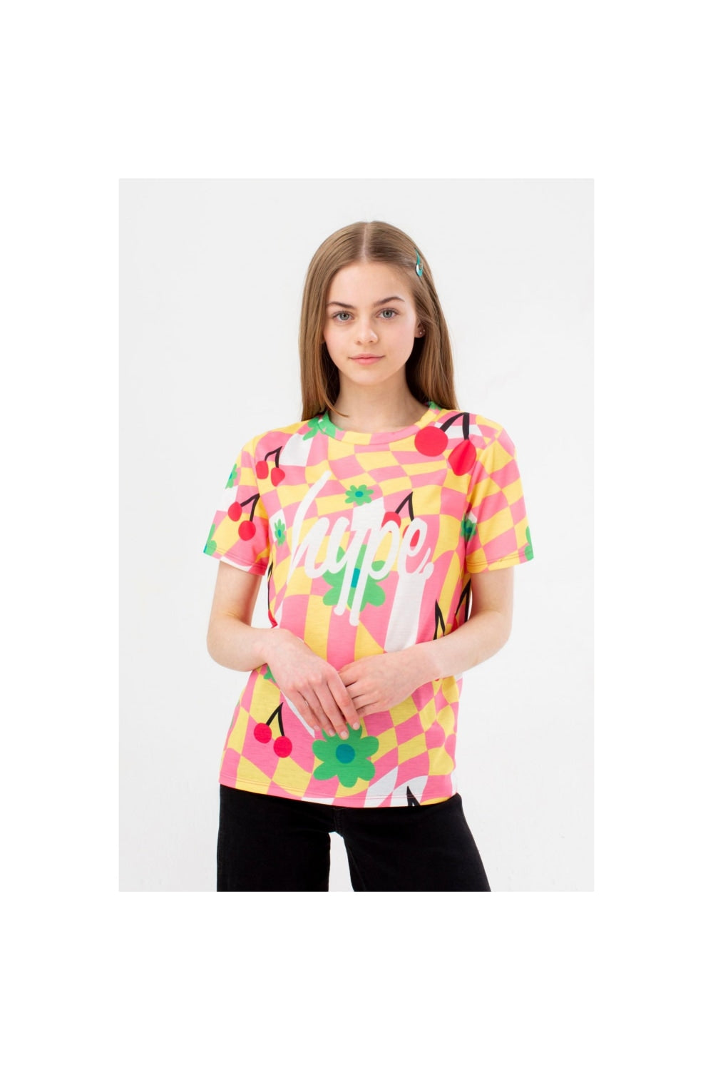 Hype Girls Groovey Wave Script T-Shirt (Multicolored)