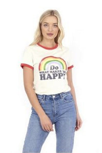 Brave Soul Womens/Ladies Do What Makes You Happy T-Shirt (Cream)