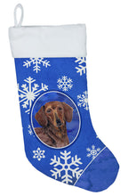 Load image into Gallery viewer, Dachshund Winter Snowflakes Holiday Christmas Stocking