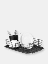 Load image into Gallery viewer, Michael Graves Design Deluxe Dish Rack with Black Finish and Removable Utensil Holder, Black
