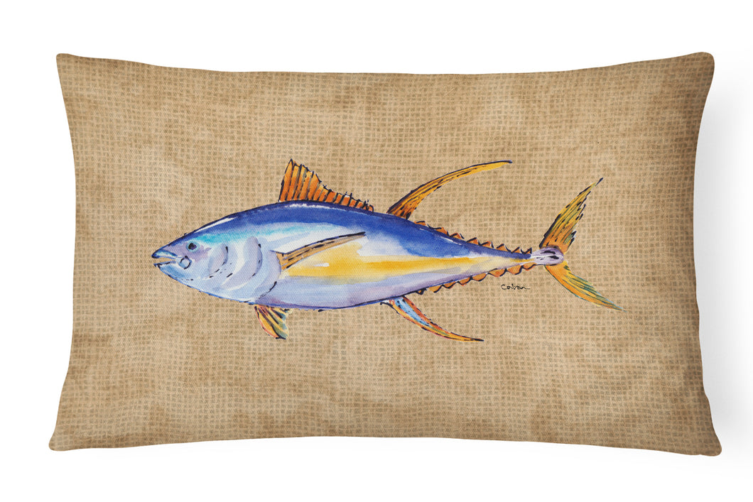 12 in x 16 in  Outdoor Throw Pillow Tuna Fish Canvas Fabric Decorative Pillow