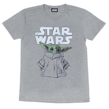 Load image into Gallery viewer, Star Wars: The Mandalorian Mens The Child Sketch T-Shirt (Heather Gray)