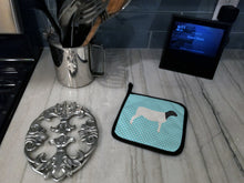 Load image into Gallery viewer, Dorper Sheep Blue Check Pair of Pot Holders