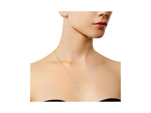 14K Yellow Gold 1.00 Cttw Brilliant Round-Cut Diamond 7 Stone Floral Cluster 18" Pendant Necklace