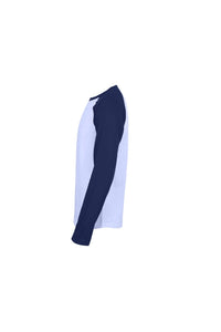 Skinnifit Mens Raglan Long Sleeve Baseball T-Shirt (White / Oxford Navy)