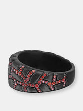 Load image into Gallery viewer, Fiery Ascent Black Rhodium Plated Sterling Silver Textured Band Ring with Garnets