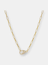 Load image into Gallery viewer, Pave Cubic Zirconia Lobster Clasp Necklace On Paper Clip Chain