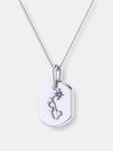 Load image into Gallery viewer, Aquarius Water-Bearer Amethyst &amp; Diamond Constellation Tag Pendant Necklace In Sterling Silver