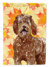 Load image into Gallery viewer, Fall Leaves Labradoodle Garden Flag 2-Sided 2-Ply