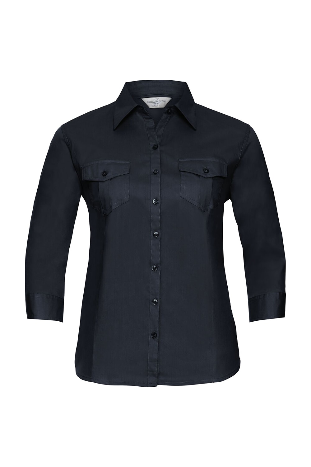 Russell Collection Womens/Ladies Roll-Sleeve 3/4 Sleeve Work Shirt (French Navy)