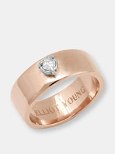 Load image into Gallery viewer, &quot;Liquid Metal&quot; 14k Rose Gold Wide Hammered Band With Natural Rose Cut Diamond