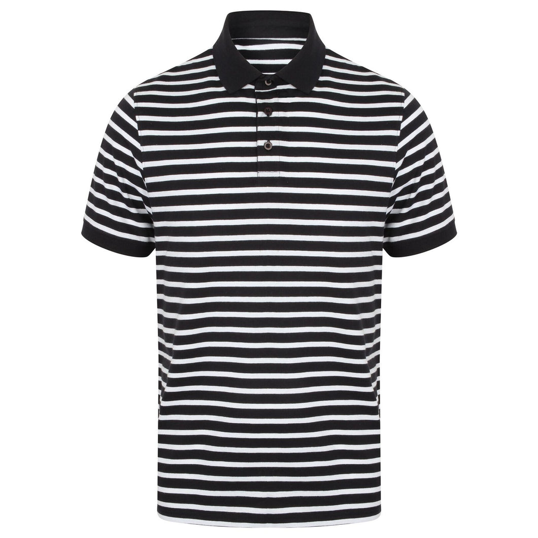 Front Row Mens Striped Jersey Polo Shirt (Navy/White)