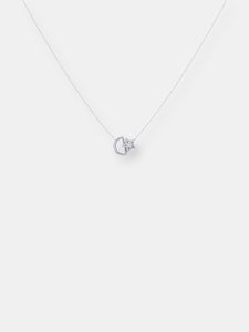 Starkissed Moon Diamond Necklace In Sterling Silver