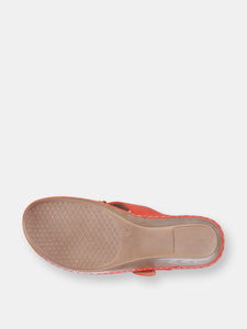 Flora Orange Wedge Sandals