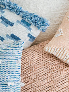 Cozy Indigo Blue Textured Stripe Pillow