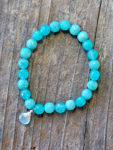 DRAFT Amazonite Bracelet with Chalcedony Hand-Wrapped in Silver