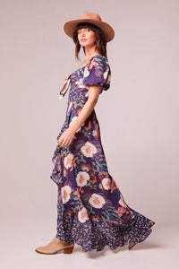 Livie Purple Mixed Floral Maxi Dress