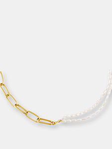 Asymmetrical Freshwater Pearl Link Necklace