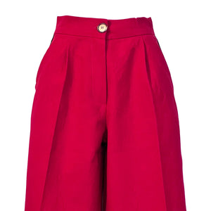 Wide-Leg Cargo Pants In Ruby Red Denim