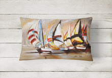 Load image into Gallery viewer, 12 in x 16 in  Outdoor Throw Pillow Boat Binge Sailboats Canvas Fabric Decorative Pillow