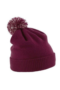 Beechfield Big Girls Snowstar Duo Extreme Winter Hat (Burgundy/Off White)