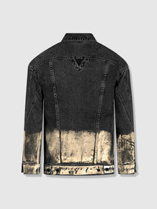 Longer Washed Black Denim Jacket with Champagne Gold Foil