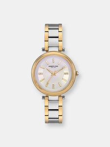 Kenneth Cole Women's Classic Link Crystal KC50961003 Gold Stainless-Steel Quartz Dress Watch