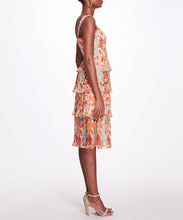 Load image into Gallery viewer, Floral Printed Chiffon Knife-Pleated Mini Dress