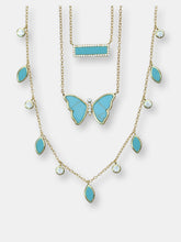 Load image into Gallery viewer, Turquoise Butterfly Necklace With Bezel