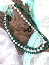 Load image into Gallery viewer, Malachite With Moon Stone Triple Strands Necklace