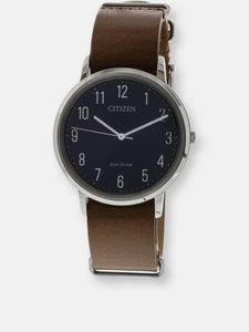 Citizen Men's Eco-Drive BJ6501-10L Silver Leather Fashion Watch