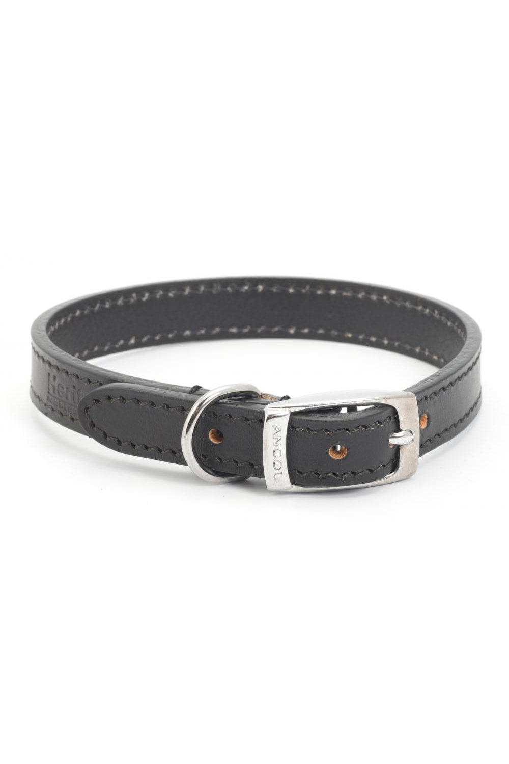 Ancol Leather Dog Collar (Black) (12 Inch)