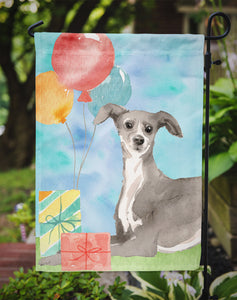 11 x 15 1/2 in. Polyester Happy Birthday Italian Greyhound Garden Flag 2-Sided 2-Ply