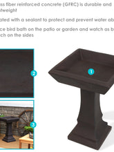 Load image into Gallery viewer, Simply Square Modern Reinforced Concrete Bird Bath