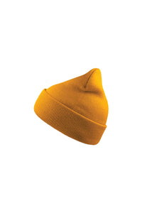 Wind Double Skin Beanie With Turn Up - Mustard