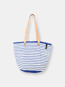 Mifuko - Medium Shopper basket Blue and White Small Stripes