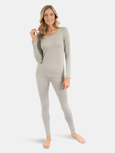 Womens Neutral Solid Color Thermal Pajamas