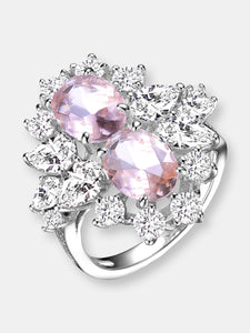 Sterling Silver Morganite Cubic Zirconia Coctail Ring