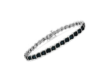 Load image into Gallery viewer, .925 Sterling Silver 1/10 Cttw Miracle-Set Treated Blue Color Diamond Miracle Plate &quot;S&quot; Link Tennis Bracelet