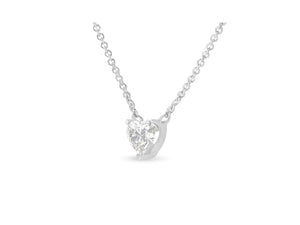 IGI Certified 14k White Gold 1/2 cttw Lab Grown Heart Shape Diamond Solitaire 18" Pendant Necklace